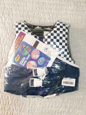 NWT Chriffer Kids Swim Vest Life Jacket (30-50 lbs) Blue Checkered